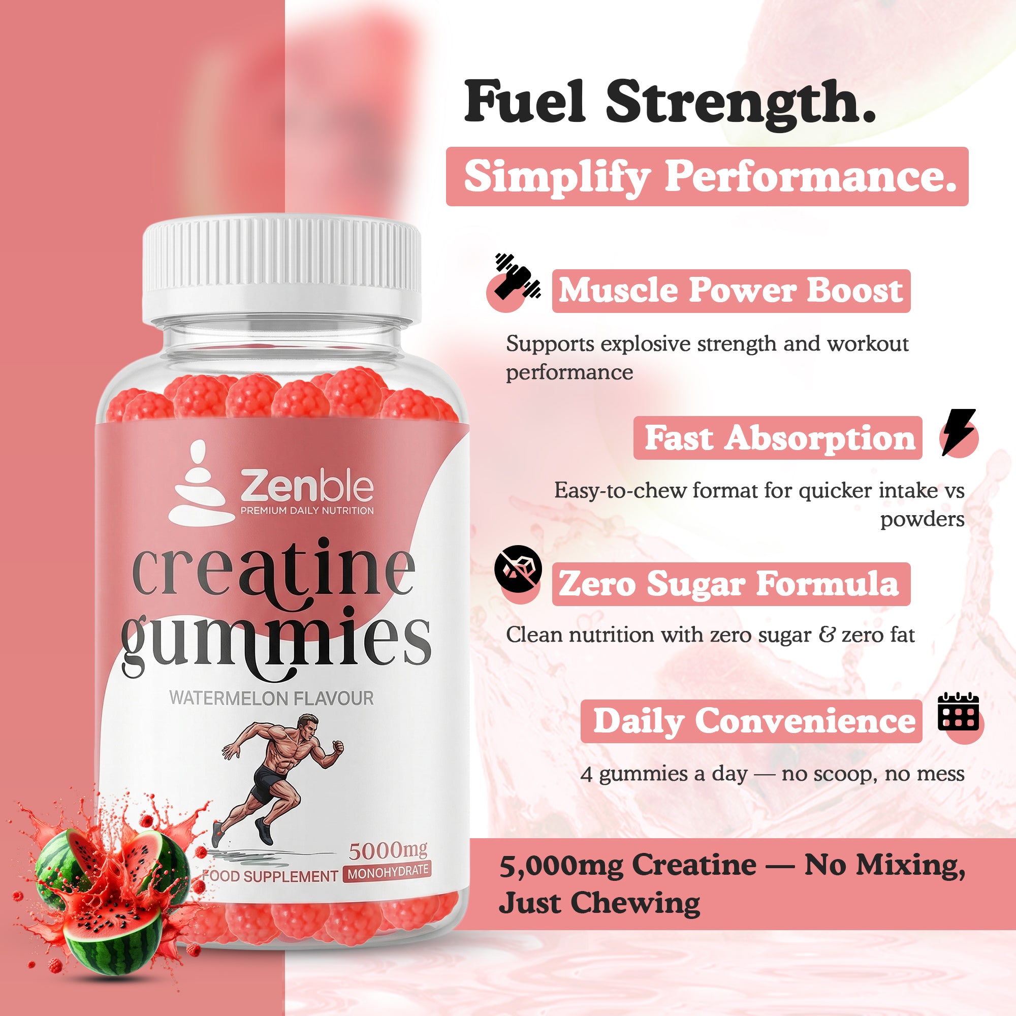 Creatine Monohydrate Gummies 5g | For Men & Women | 120 Gummies