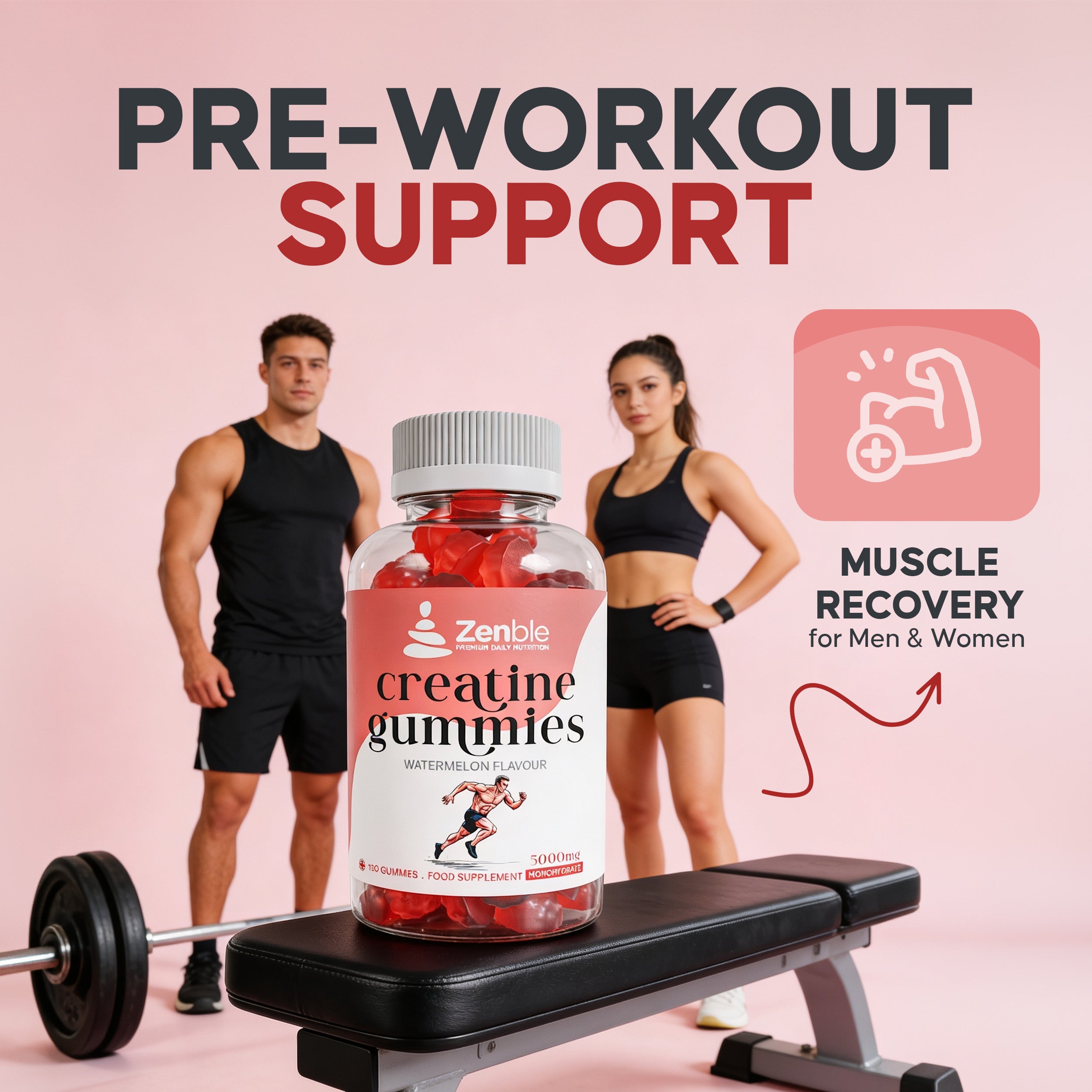 Creatine Monohydrate Gummies 5g | For Men & Women | 120 Gummies