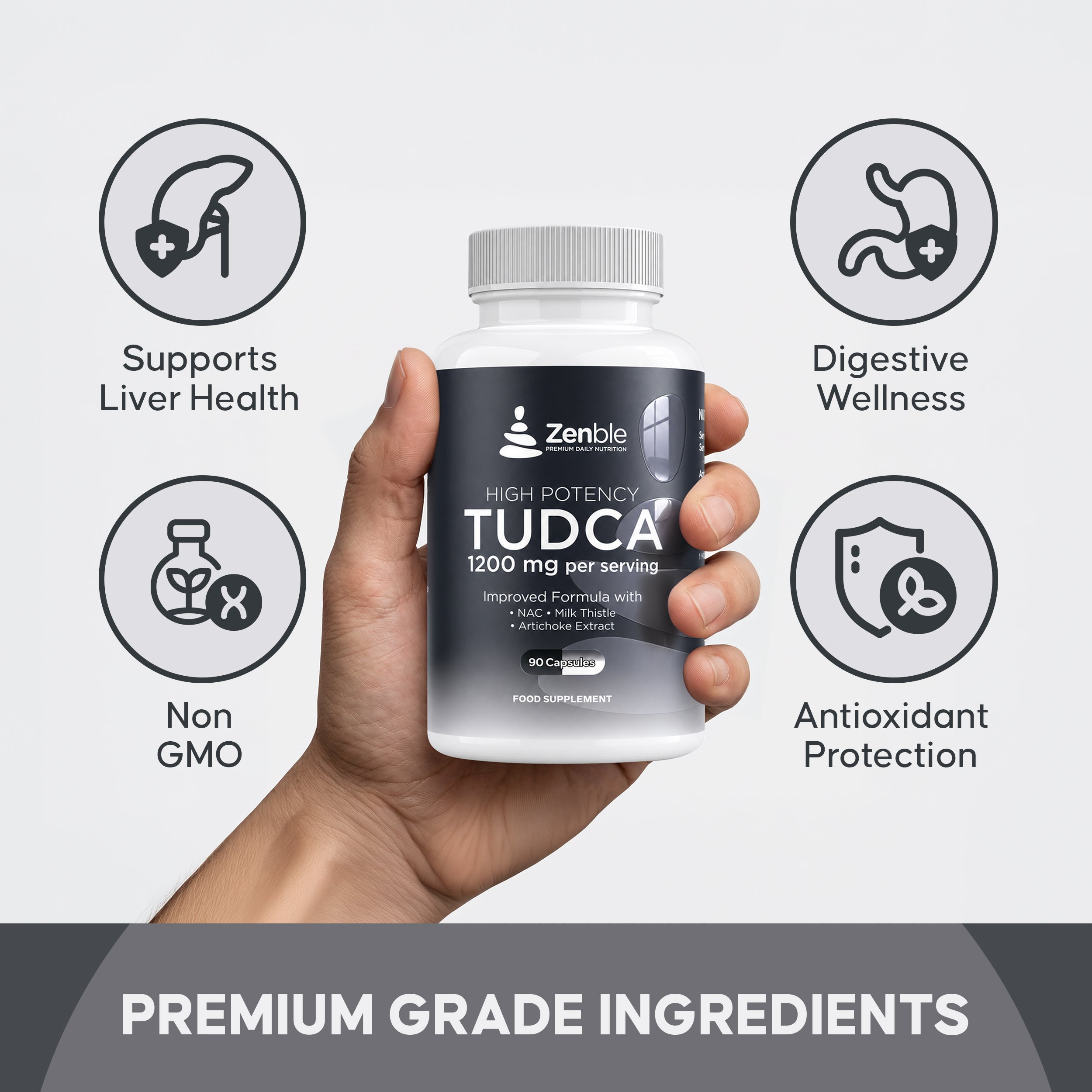 TUDCA 1200mg | Tauroursodeoxycholic Acid | With NAC, Milk Thistle & Artichoke Extract | High Potency Formula