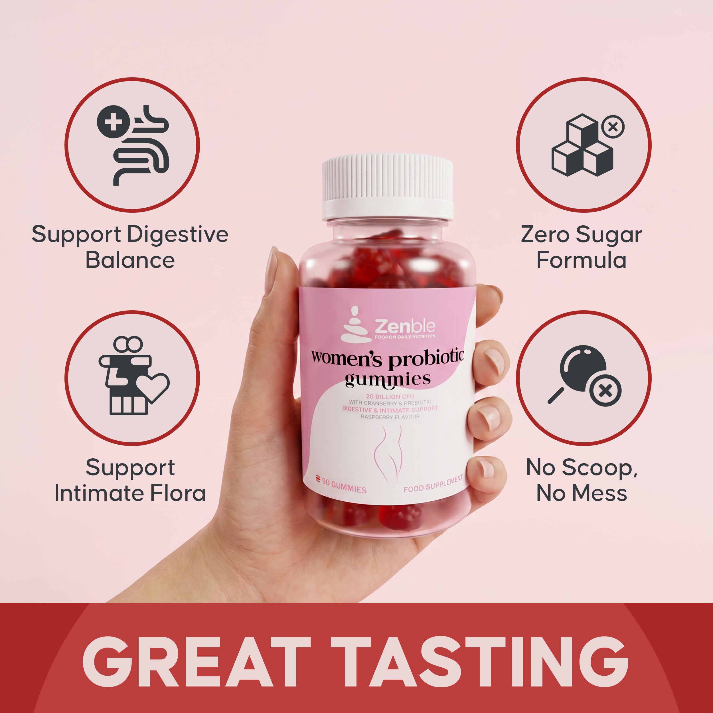 Probiotics For Women - 90 Gummies - 20 Billion CFU - Digestive & Intimate Flora Support