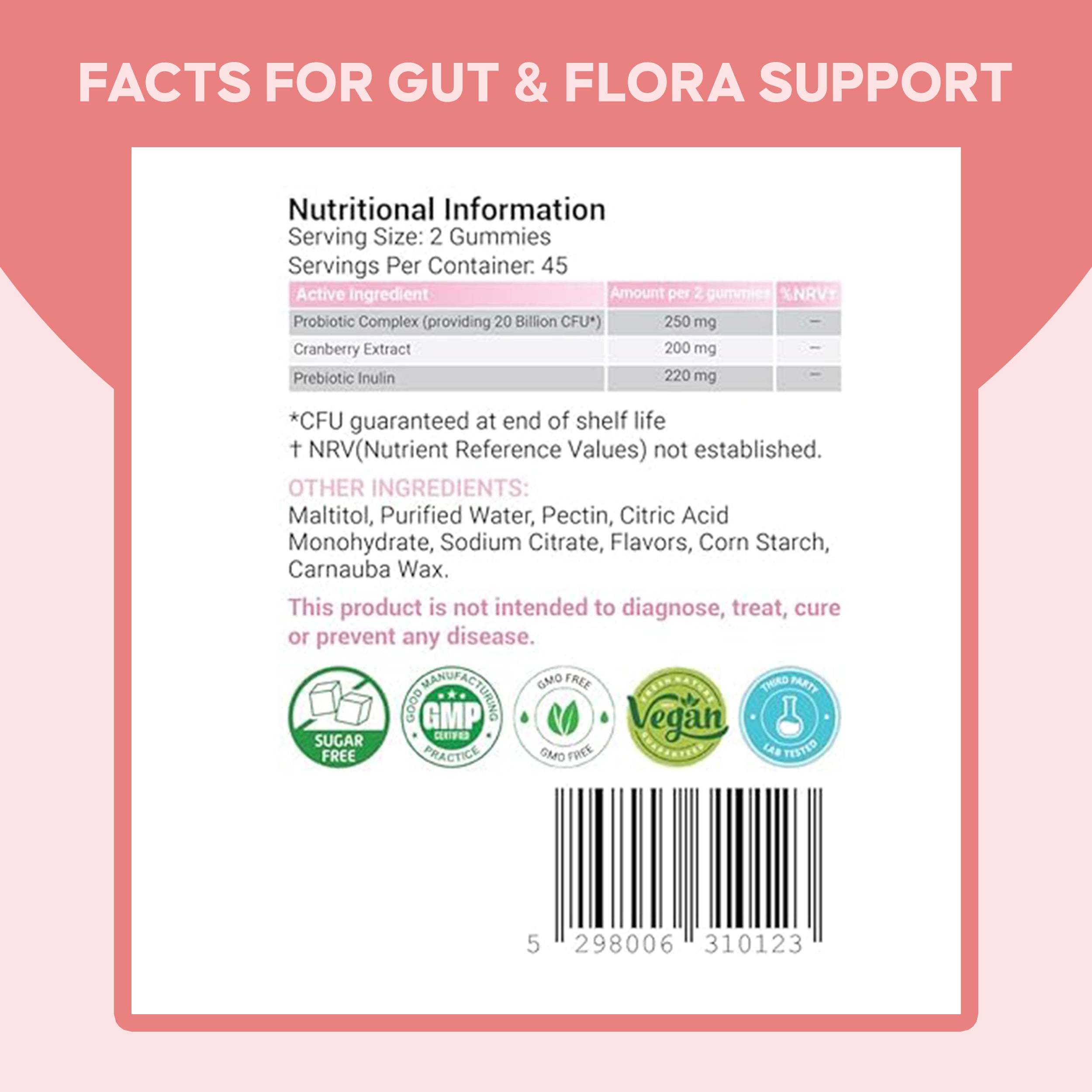Probiotics For Women - 90 Gummies - 20 Billion CFU - Digestive & Intimate Flora Support